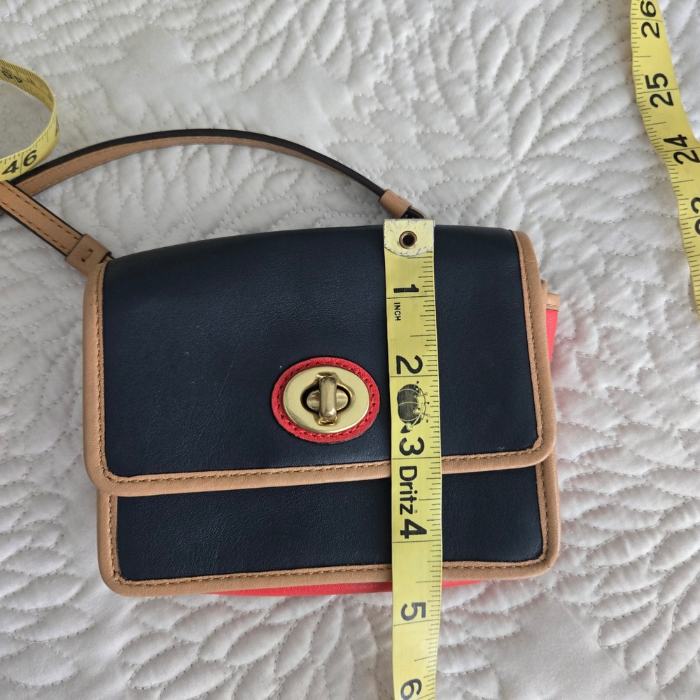 Vintage Coach Legacy Spectator Mini Bag Navy Tan Red Crossbody #6825 - Picture 12 of 13
